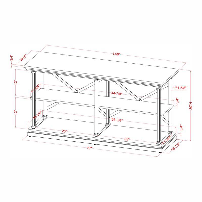 White Wood 2-Shelf Console Table K2928