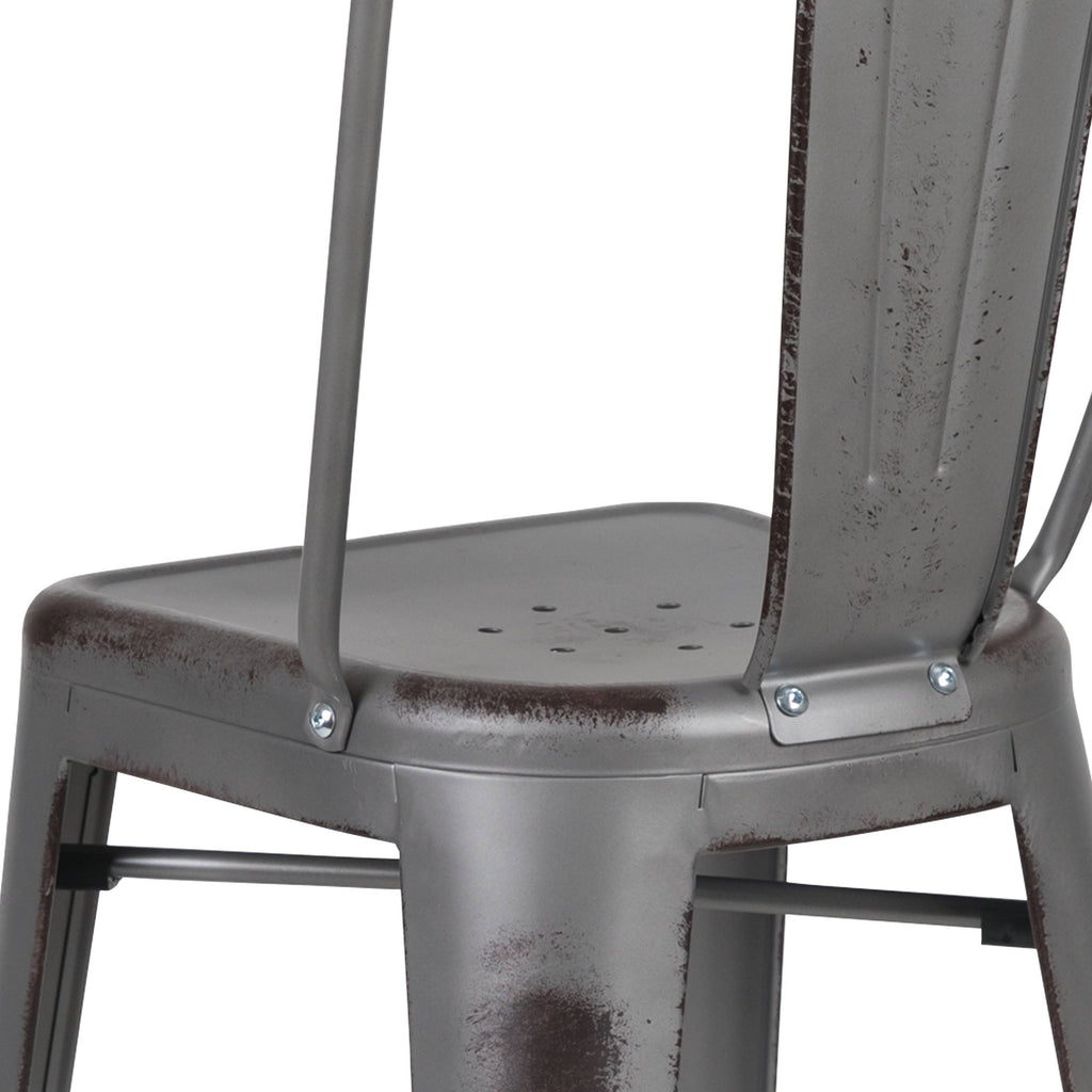 Distressed Metal 30-Inch Stool F7925