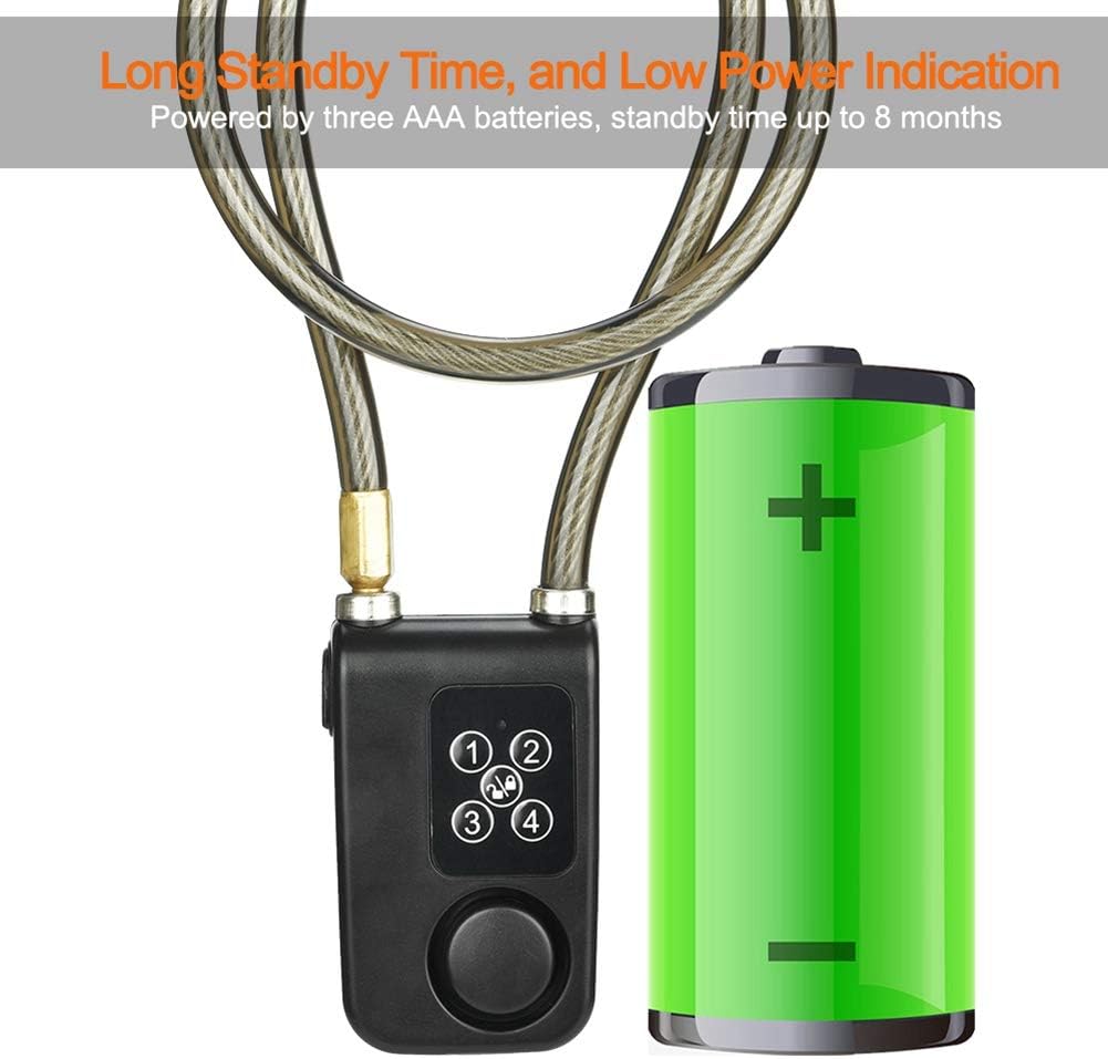 Anti-Theft Wireless Remote Control Alarm Bike Lock 4-Digit Password IP55 Waterproof H474319