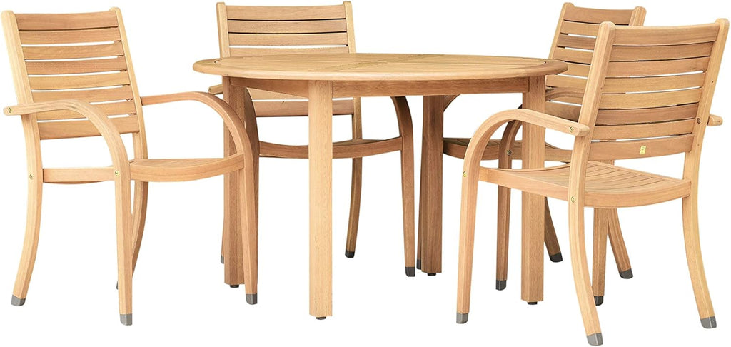 5 Piece Round Eucalyptus Patio Dining Set U9112