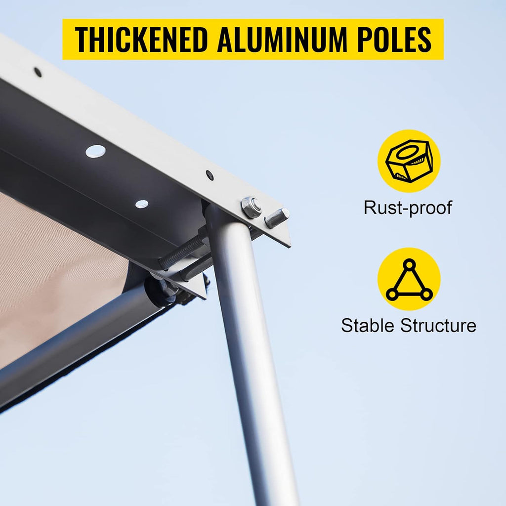 6.5'x6.5' Pull-Out Retractable Waterproof Car Side Awning with Carry Bag A1299