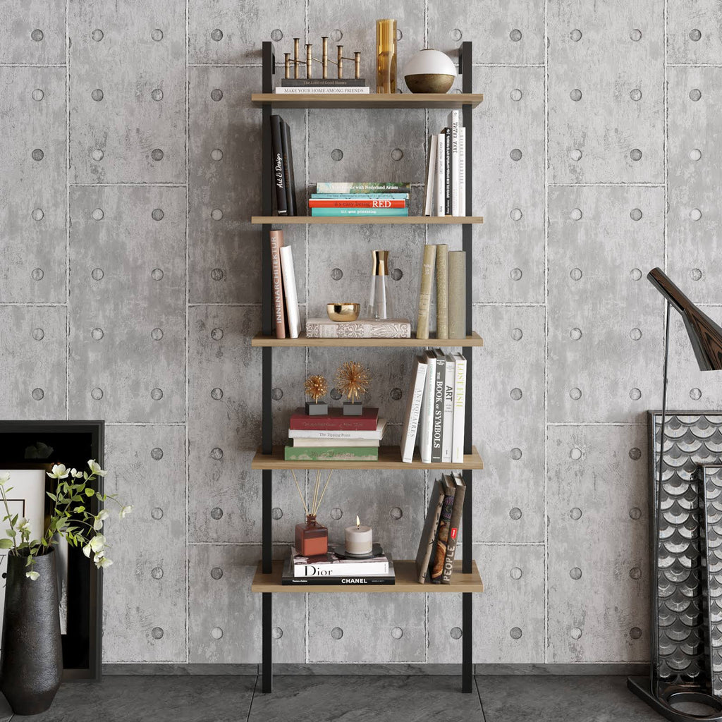 Tall Metal Wood Bookcase E536184