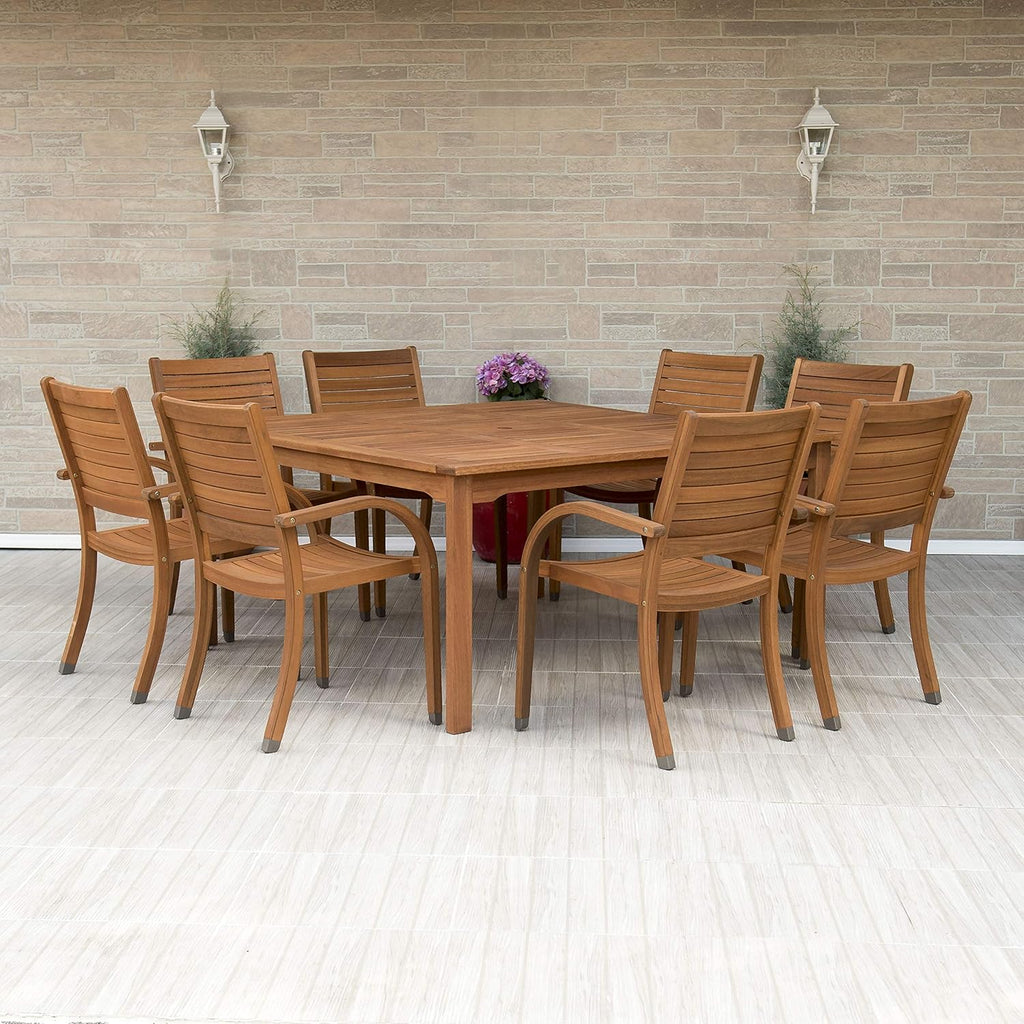 5 Piece Round Eucalyptus Patio Dining Set U9112
