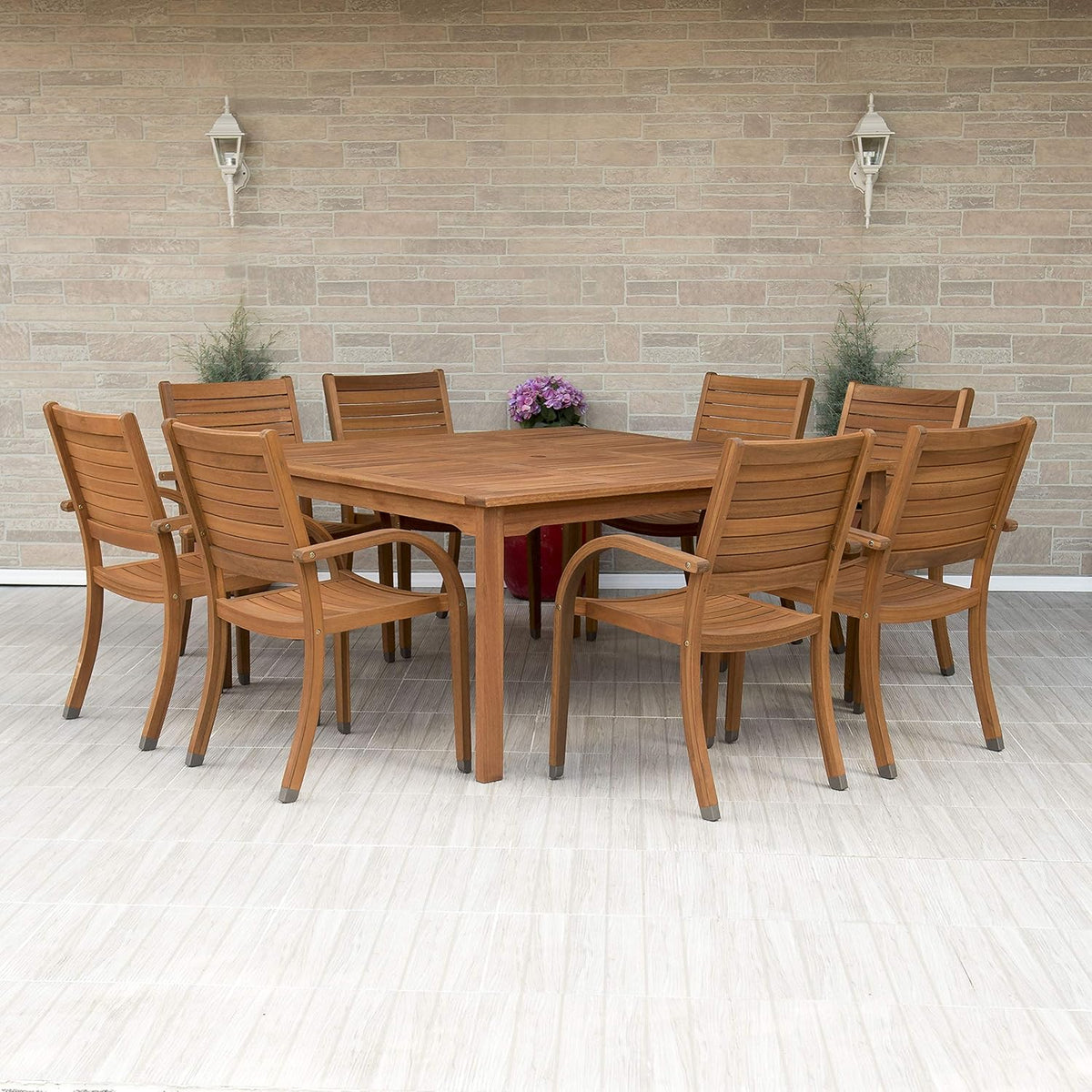5 Piece Round Eucalyptus Patio Dining Set U9112