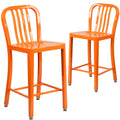2 Pack 24x22 Orange Metal Counter Height Stool F599754