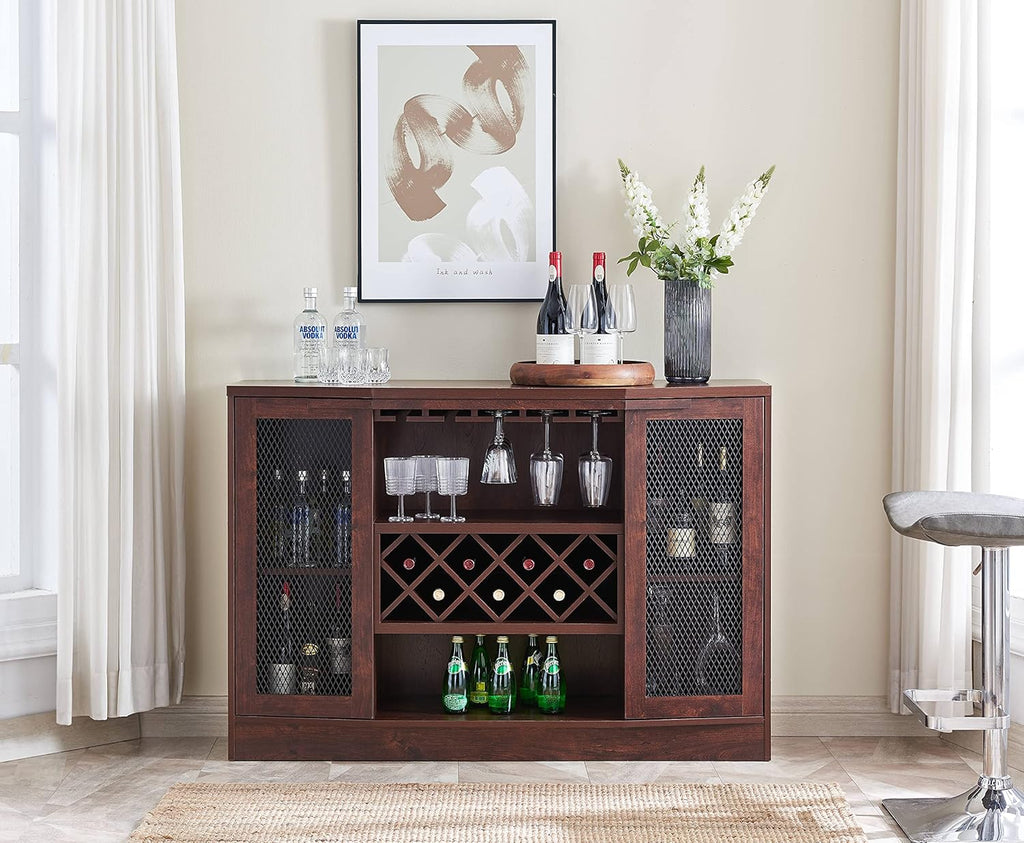 Charcoal Finish Bar Cabinet with Two Curved Glass Doors N34736