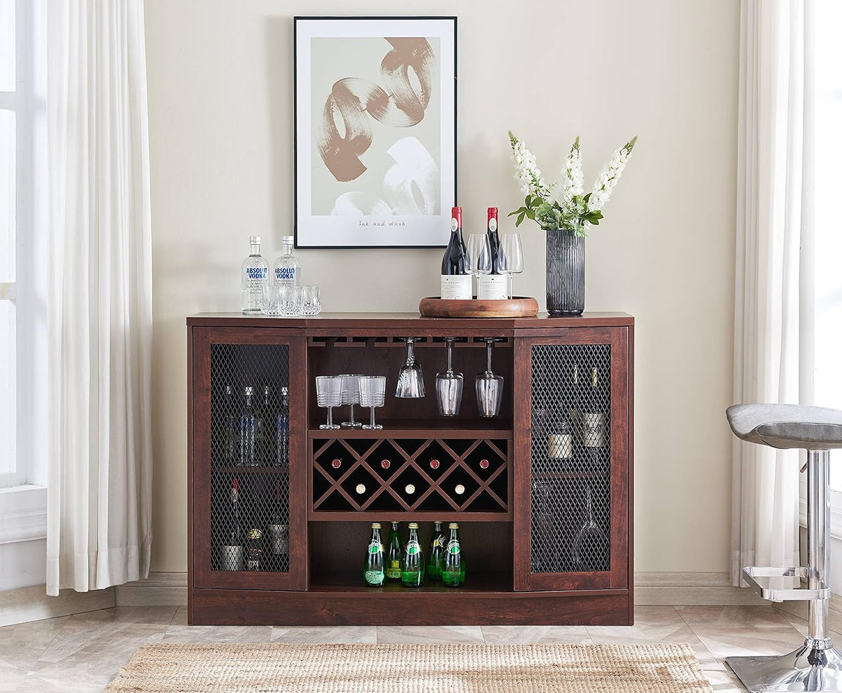 Charcoal Finish Bar Cabinet with Two Curved Glass Doors N34736