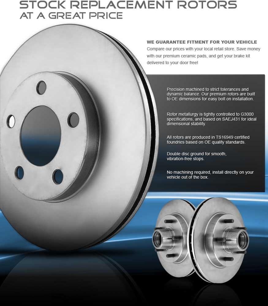 301 mm 5 Lug Brake Disc Rotors + Ceramic Brake Pads + Clips B53463