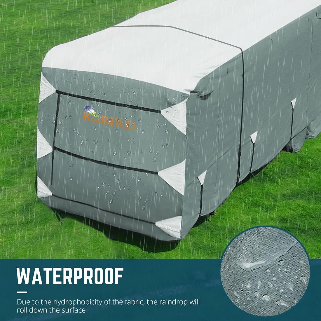 5 Layers Waterproof RV Cover with Straps & Tire Covers J37189