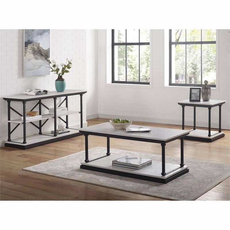 White Wood 2-Shelf Console Table K2928