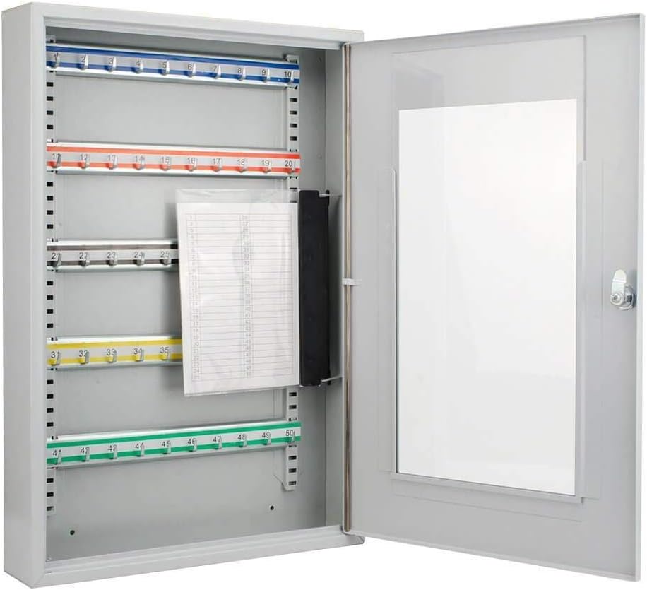 Key Lock 50 Position Key Cabinet with Glass Door Grey E54703
