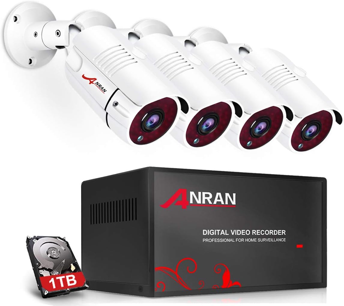 Wired 4 Channel HD Security Camera System with 1TB Hard Drive and 4 Weatherproof Cameras S9319