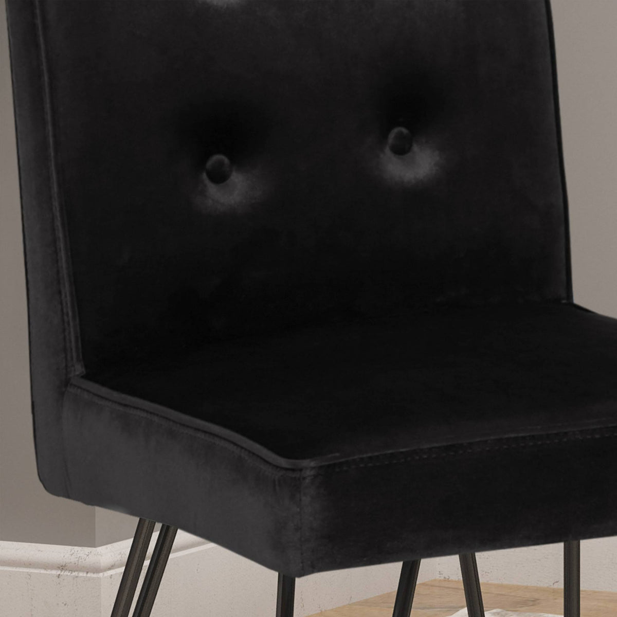 Set of 2 Tufted Velvet Dining Chairs Black K690035