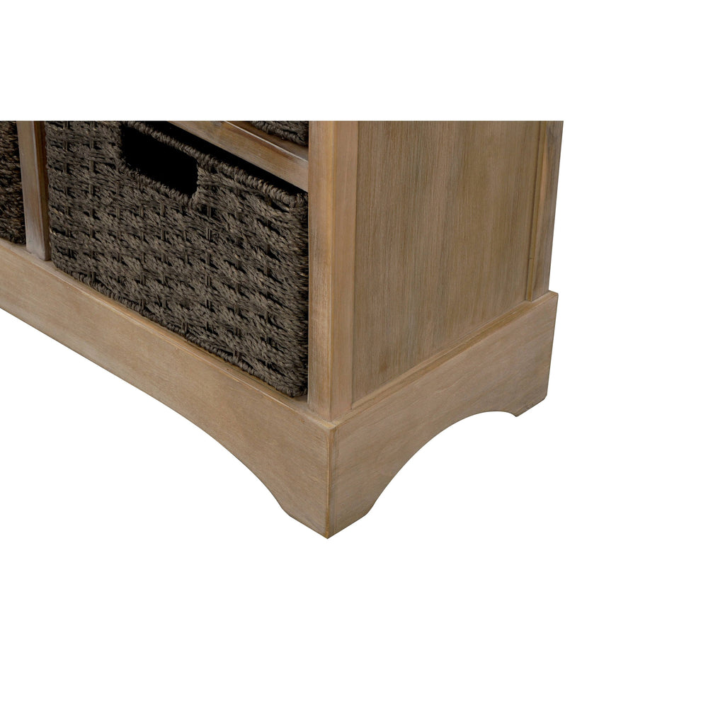 Rustic Storage Cabinet with 2 Drawers and 4 Fabric Basket J8062