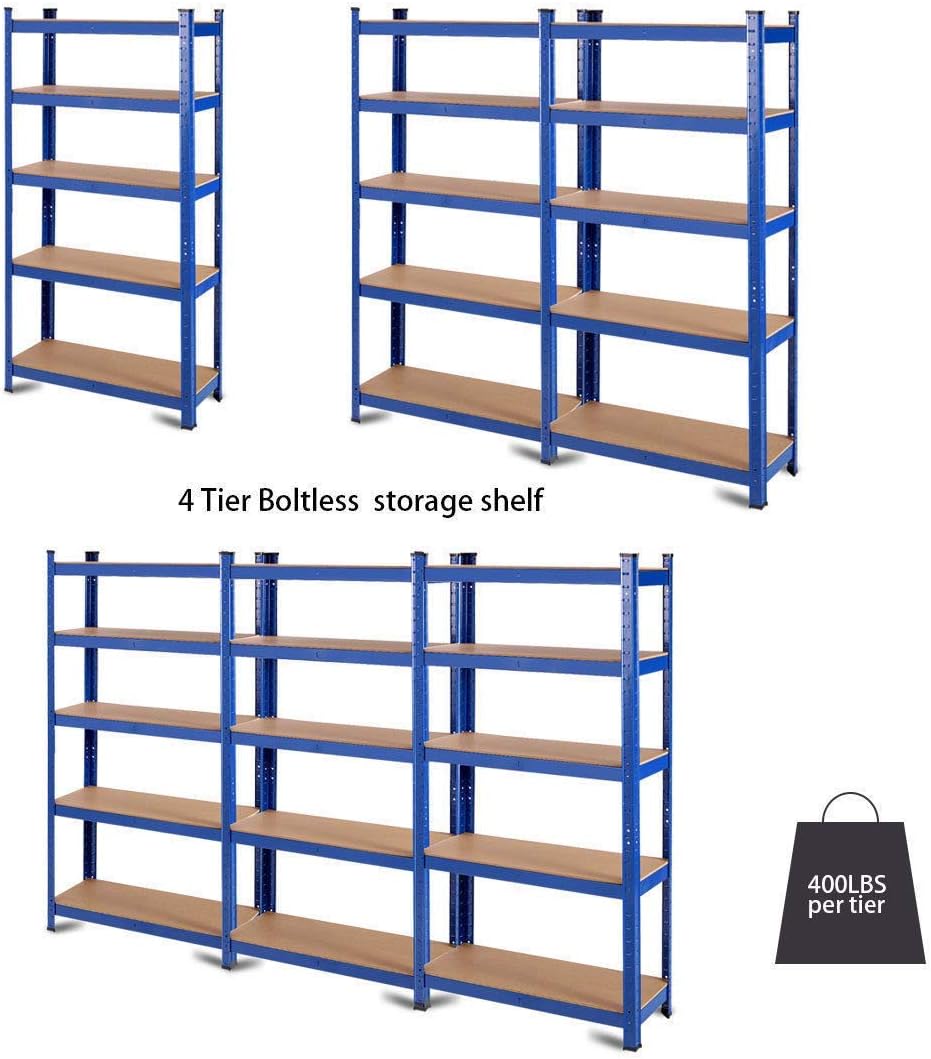 5-Tier Heavy Duty Steel Storage Shelves with Adjustable Shelves T6241