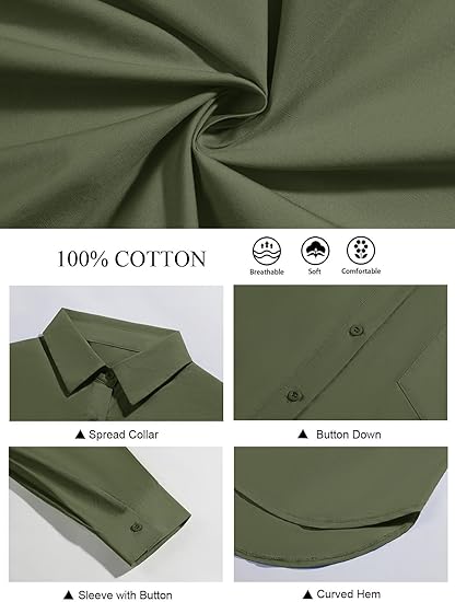 Button Down Shirts Long Sleeve Blouses with Pocket J9028