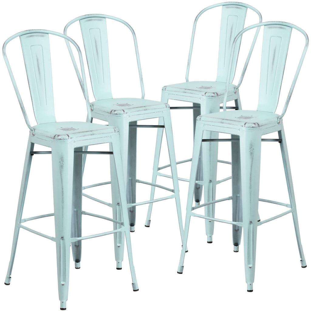 Distressed Metal 30-Inch Stool F7925