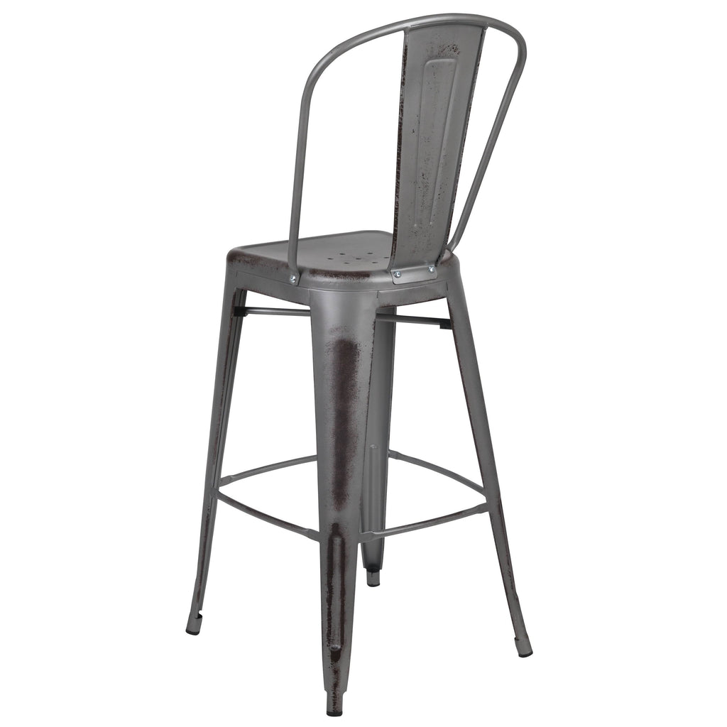 Distressed Metal 30-Inch Stool F7925