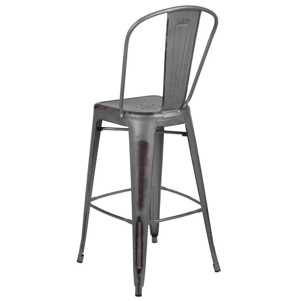 Distressed Metal 30-Inch Stool F7925