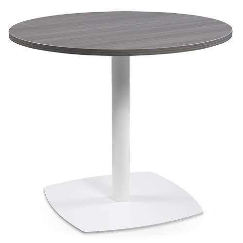 Round Café Table 36x22 Diameter Gray Table Top White Base I843039