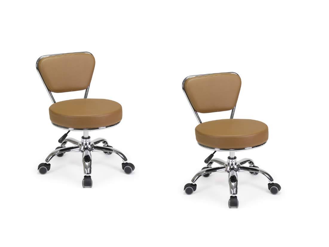 Set of 2 Cappuccino Adjustable Height Pedicure Stool T278