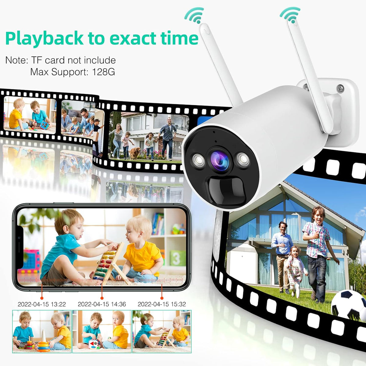 Wireless Security Camera System 3MP with 2 Way Audio, 2 PCS Battery Camera and WiFi Base Station, Color Night Vision H946