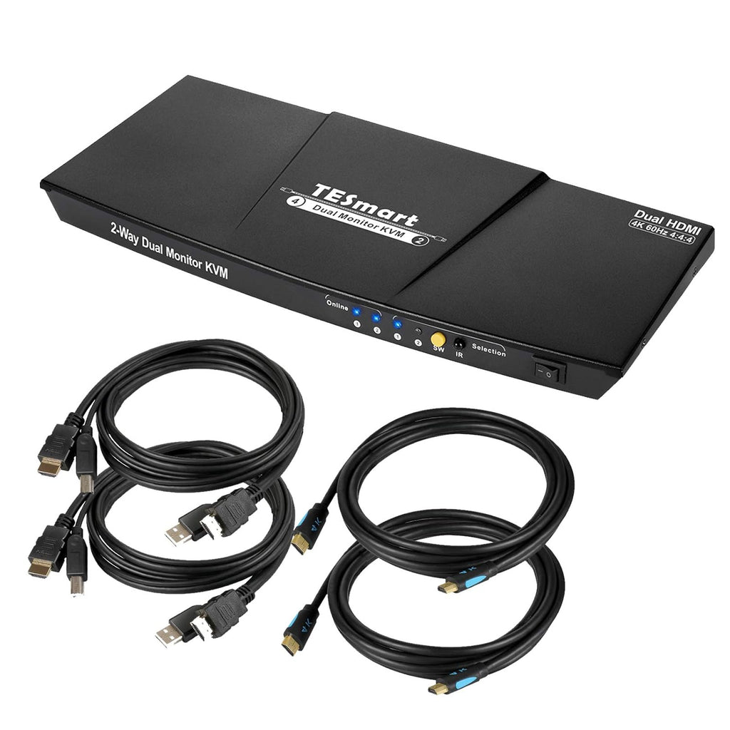 2-Port Dual Monitor HDMI KVM Switch 4K@60Hz with HDMI Cables C7752