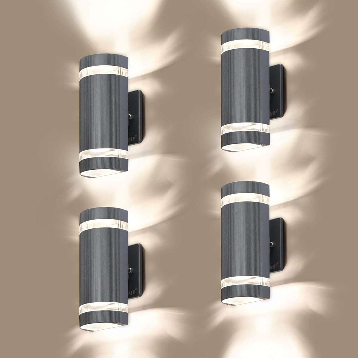 4 Pack Semi Cylinder Up and Down Lights Outdoor Wall Light Aluminum Waterproof 3000k 5W U69546