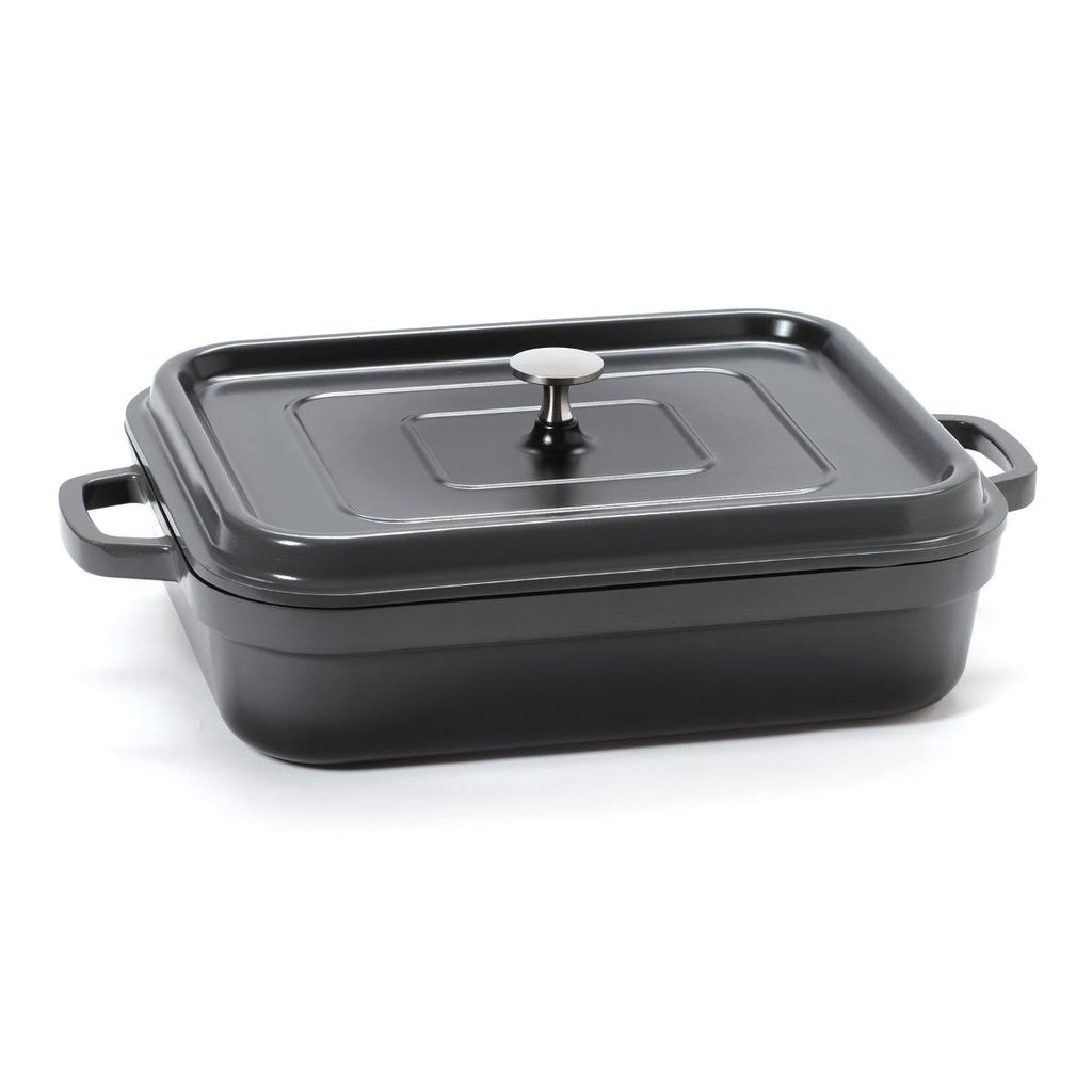 Lightweight Cast Aluminum Roaster Pan with Lid, 5 Quart, Gray H8720