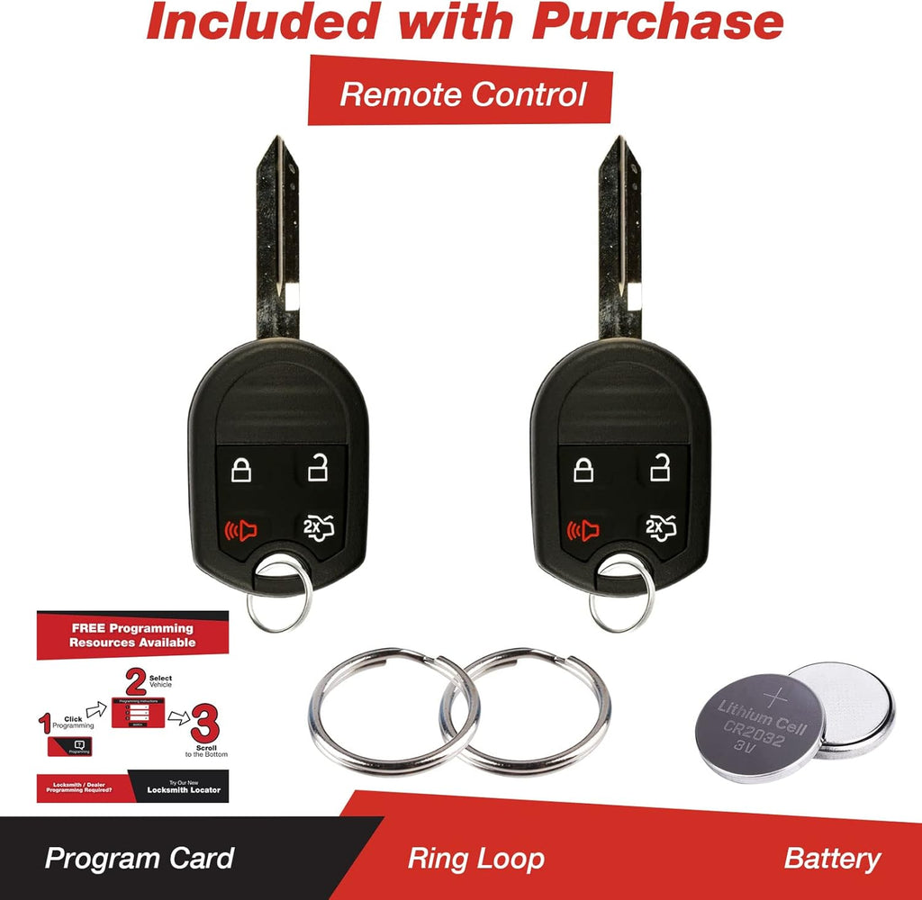 Keyless Entry Remote Control Fob Uncut Blank Ignition Car Key Pack of 2 S1014