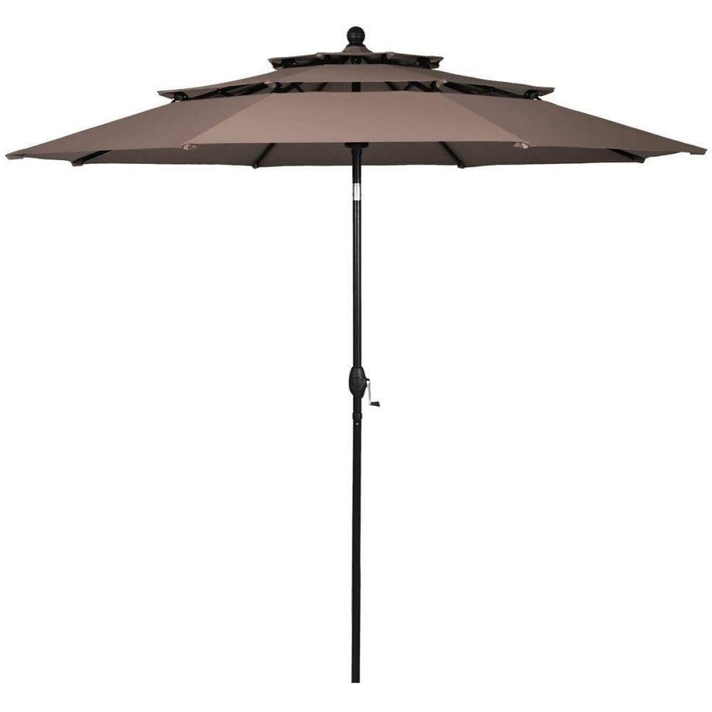10-ft Tan Auto-Tilt Patio Umbrella H4742