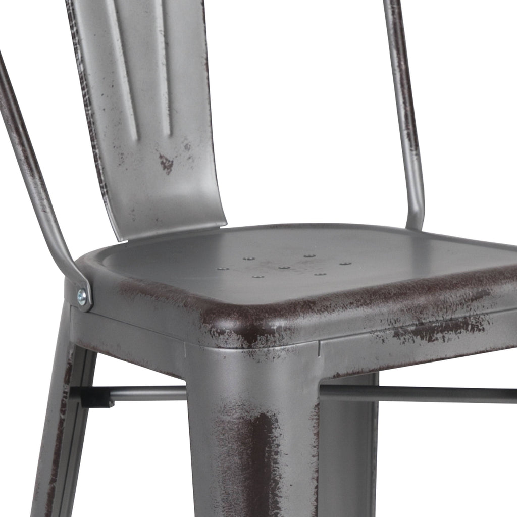 Distressed Metal 30-Inch Stool F7925