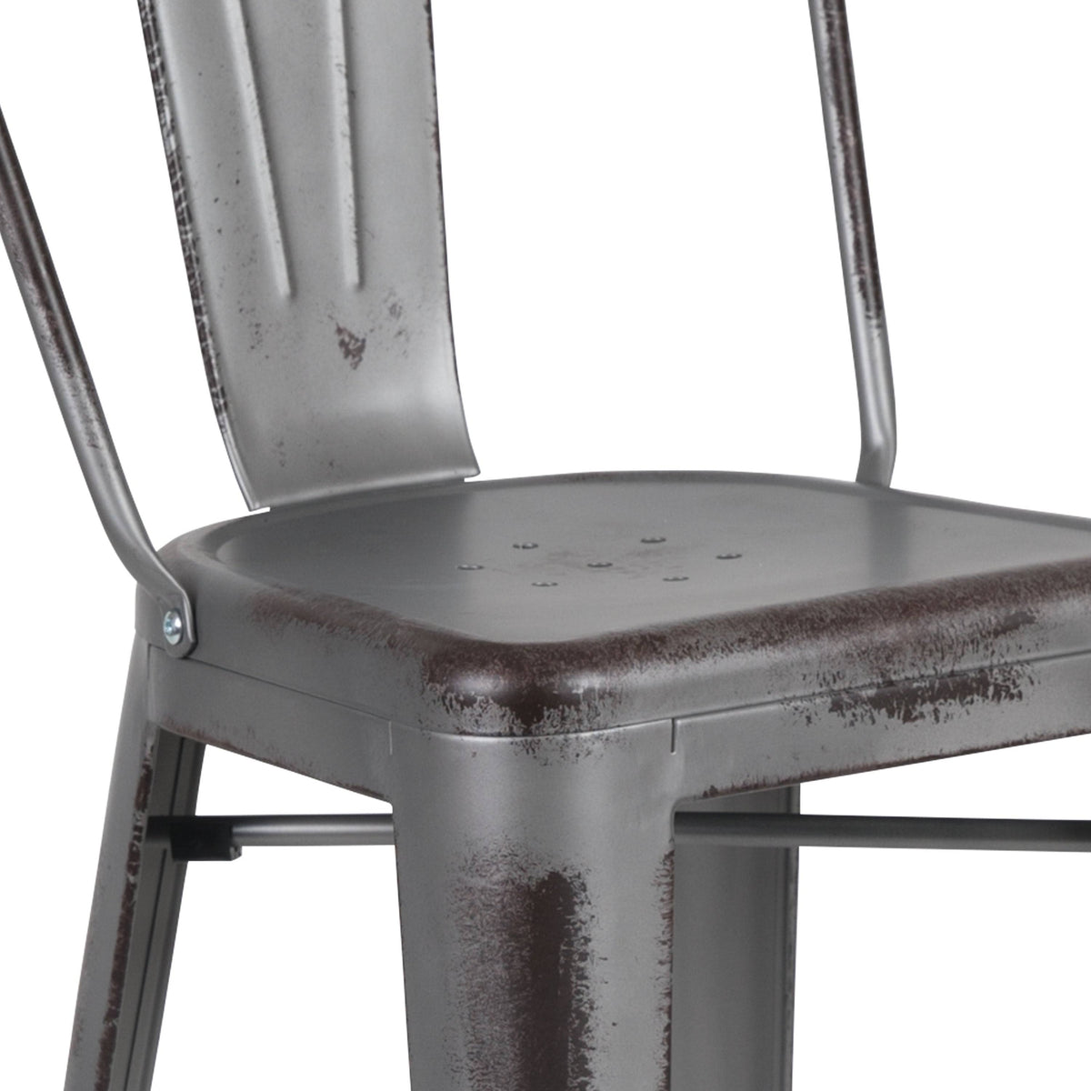 Distressed Metal 30-Inch Stool F7925