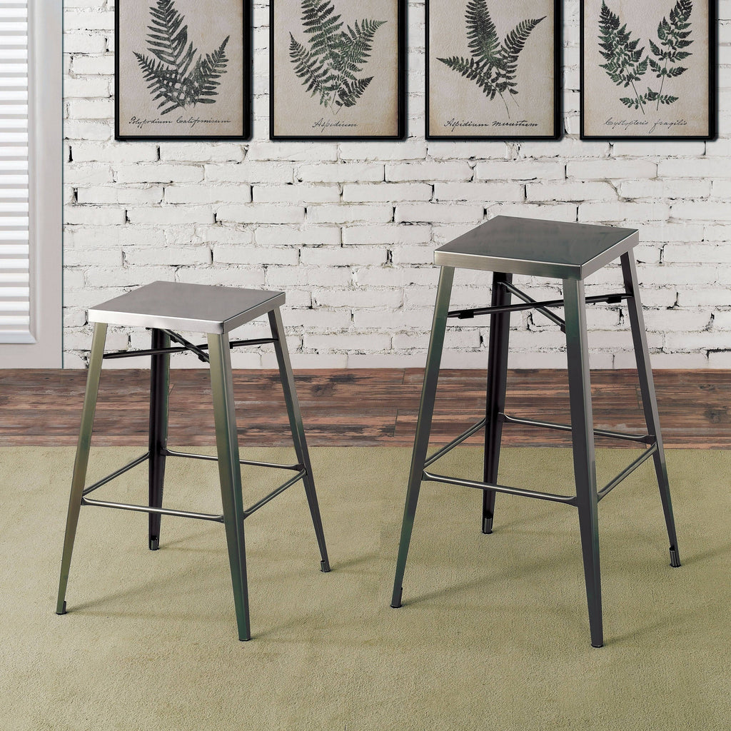 Grey Metal Barstools Set of 2 K6622