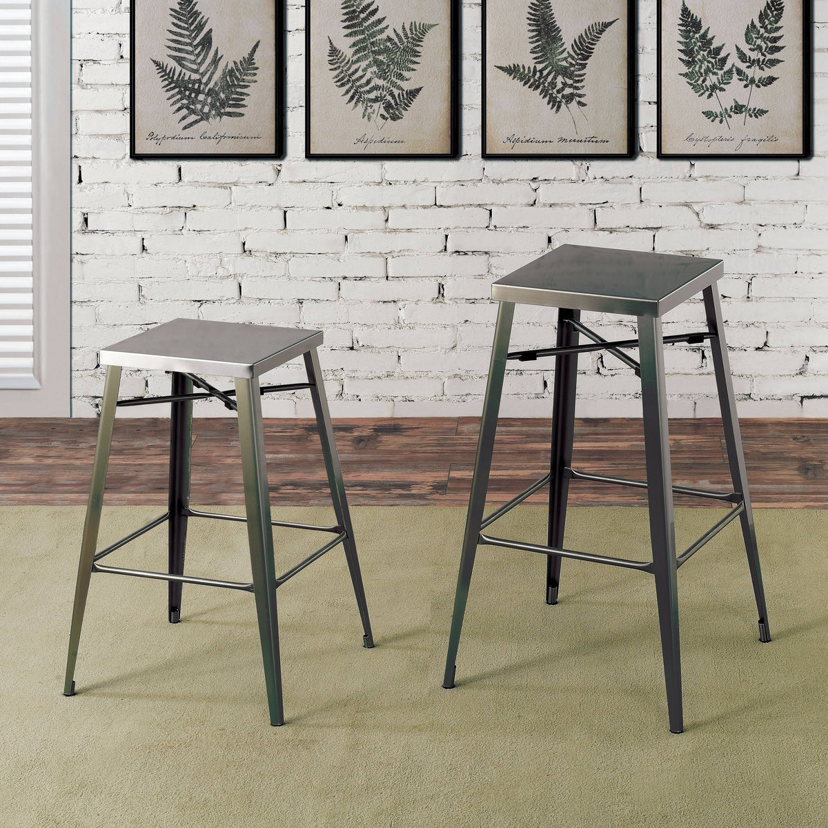 Grey Metal Barstools Set of 2 K6622