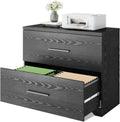2 Drawer Wood Lateral File Cabinet with Anti-tilt Mechanism, Gray Oak P241