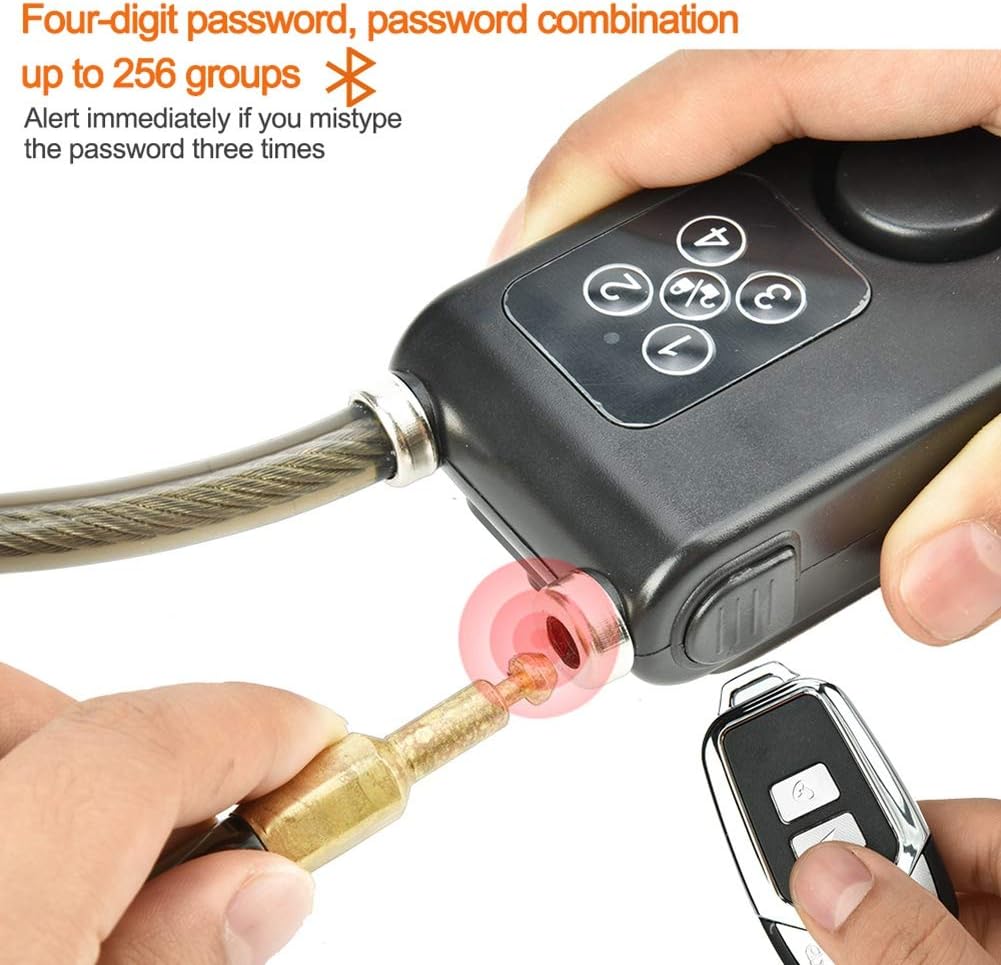 Anti-Theft Wireless Remote Control Alarm Bike Lock 4-Digit Password IP55 Waterproof H474319