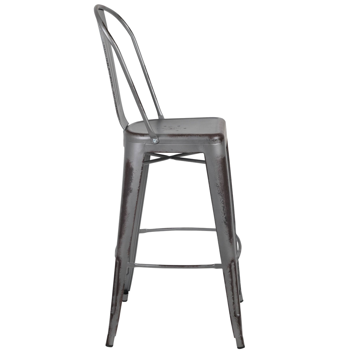 Distressed Metal 30-Inch Stool F7925
