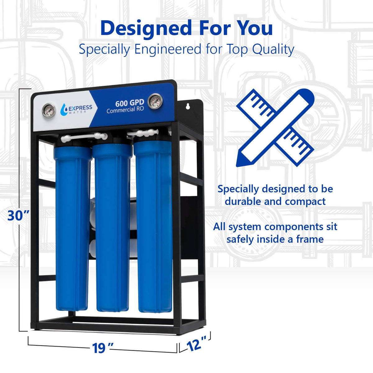 600 GPD 5 Stage Reverse Osmosis Water Filtration System H5345