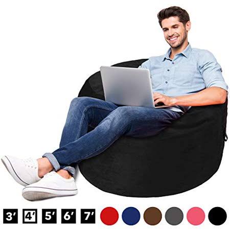 Memory Foam Bean Bag Chair with Microfiber Cover, Black E97912