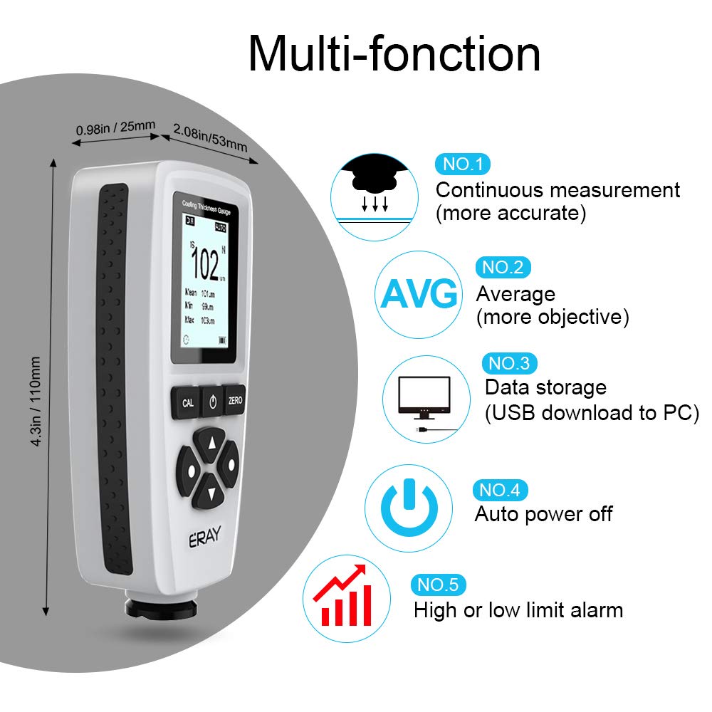 Digital Depth Mil Thickness Meter with Backlight LCD Display I589510