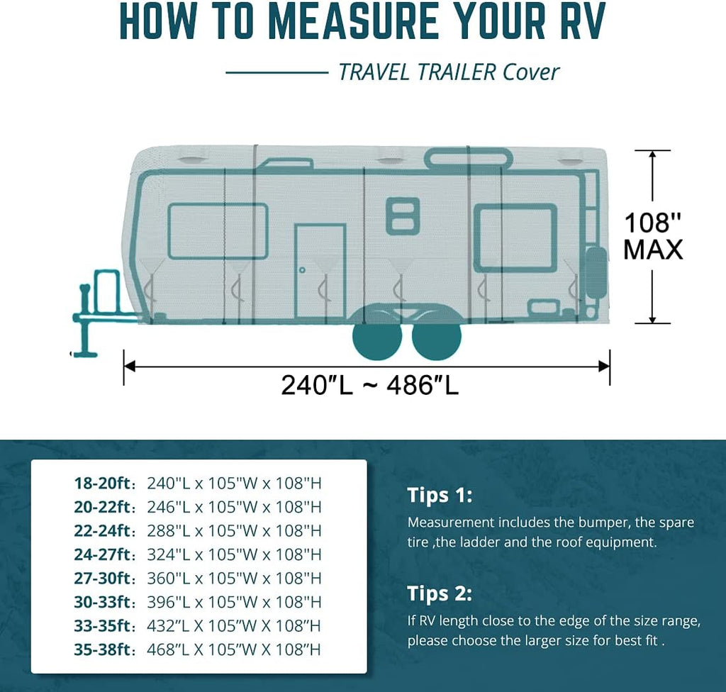 5 Layers Waterproof RV Cover with Straps & Tire Covers J37189