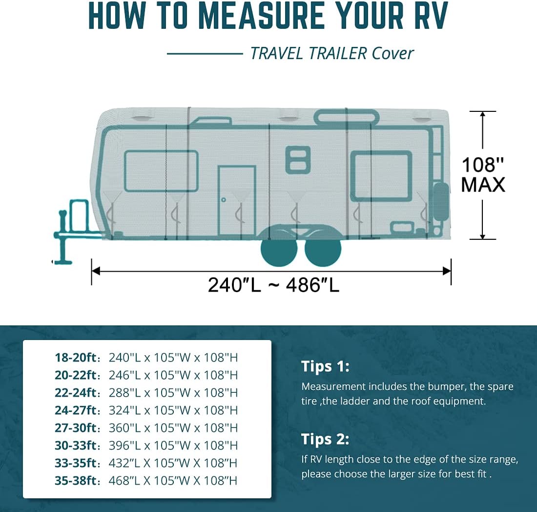 5 Layers Waterproof RV Cover with Straps & Tire Covers J37189