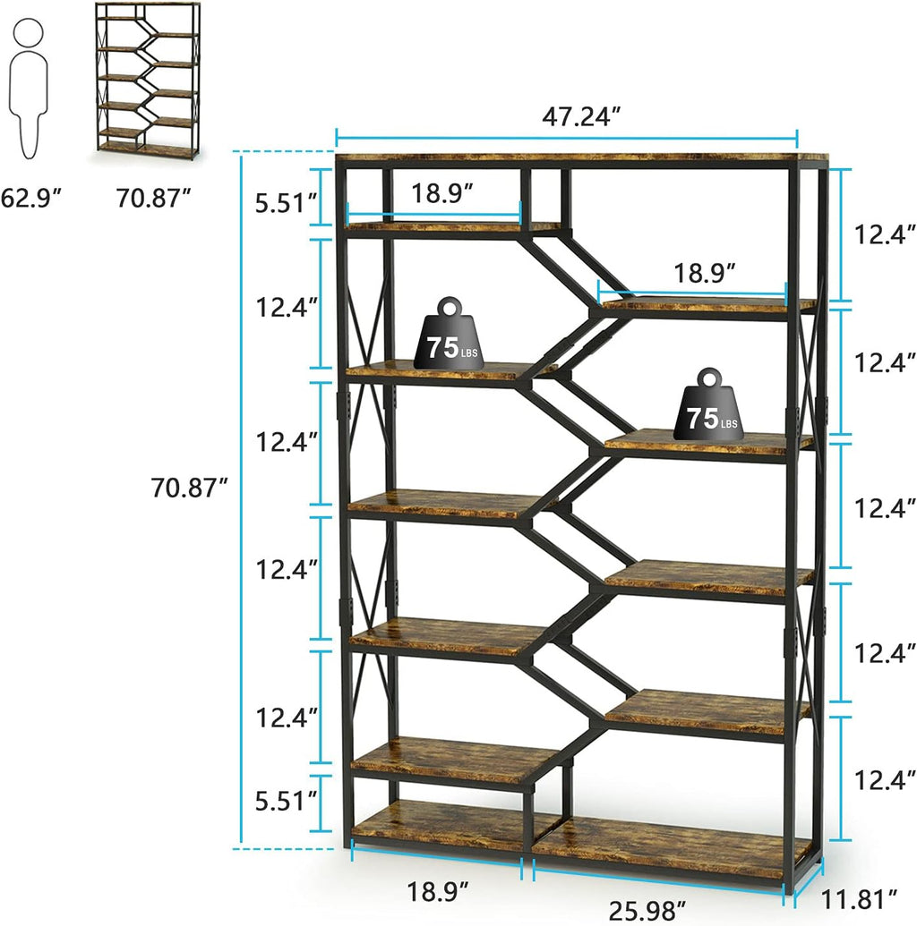 5 Tier 70.87 Tall Metal Frame Bookshelf A244505