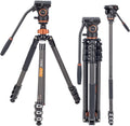 67 inches Carbon Fiber 4-Section Video Tripod with Fluid Drag Head O2565