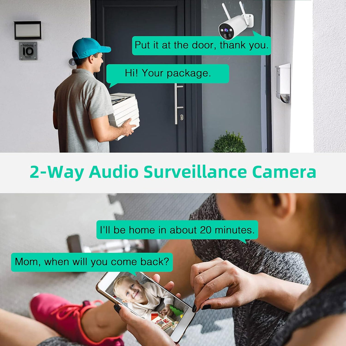 Wireless Security Camera System 3MP with 2 Way Audio, 2 PCS Battery Camera and WiFi Base Station, Color Night Vision H946