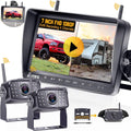 Wireless Backup Camera HD 1080P Dual Rear View Cameras System with 7 Inch DVR Monitor D8395