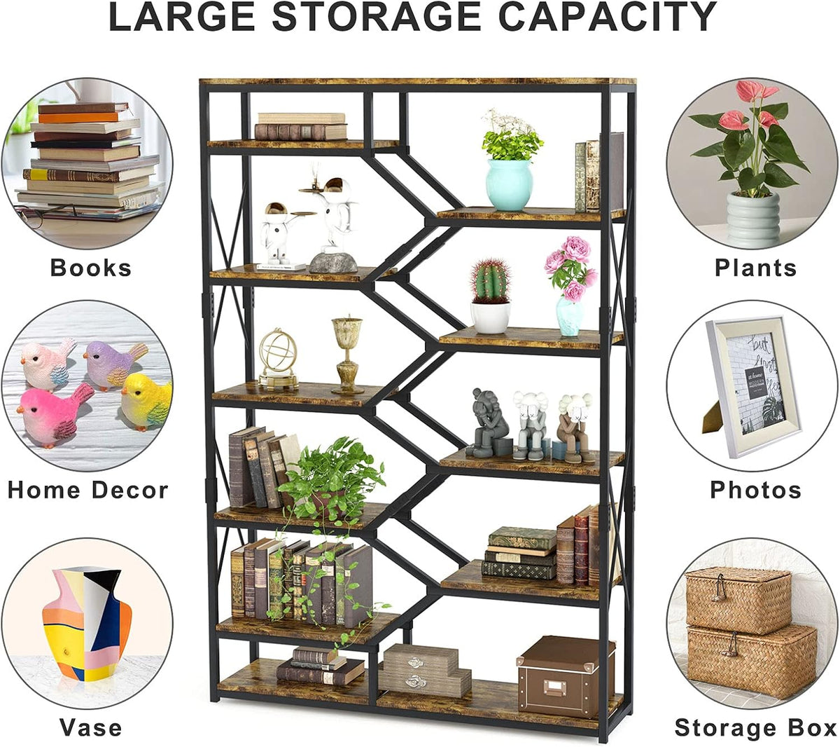 5 Tier 70.87 Tall Metal Frame Bookshelf A244505