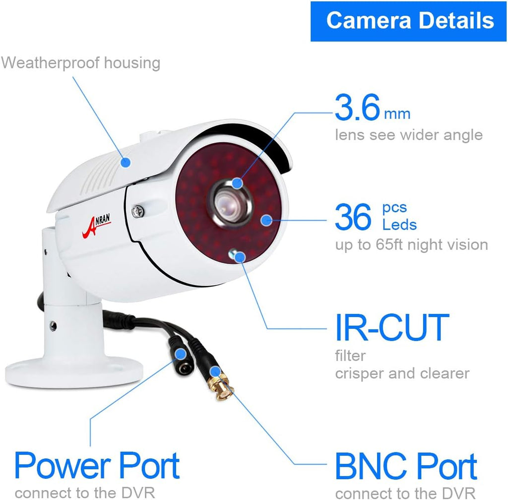 Wired 4 Channel HD Security Camera System with 1TB Hard Drive and 4 Weatherproof Cameras S9319