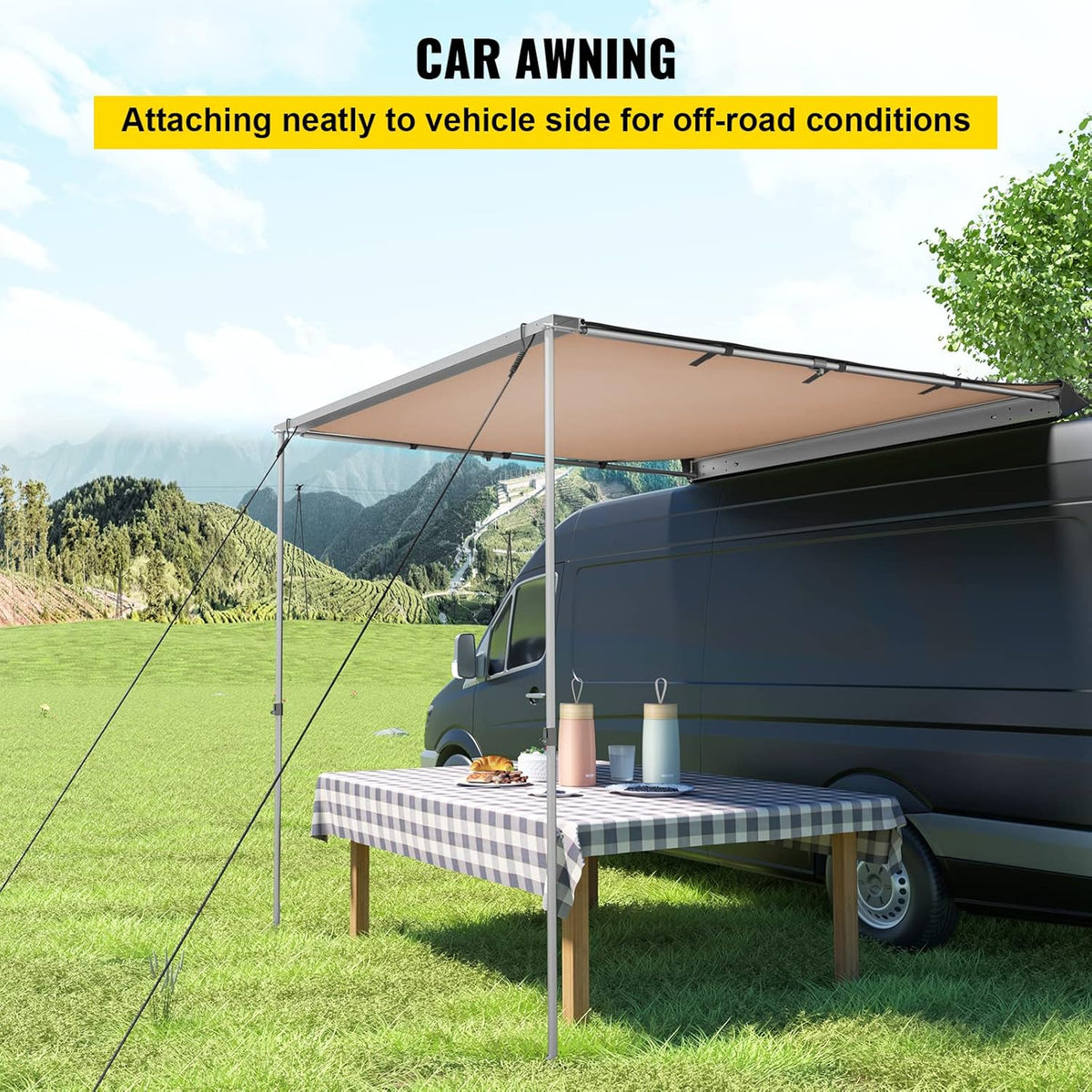 6.5'x6.5' Pull-Out Retractable Waterproof Car Side Awning with Carry Bag A1299